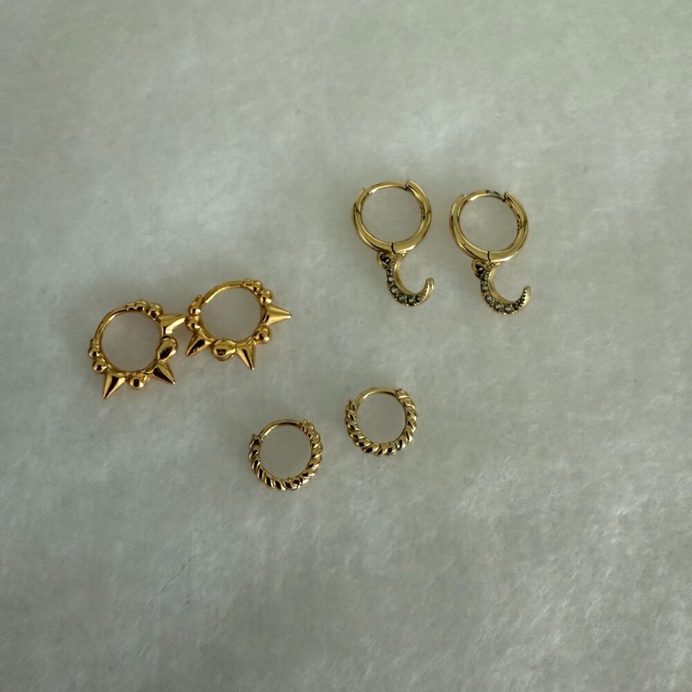 Set of three Huggie Hoop Earrings